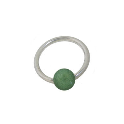 Surgical Steel 14 Gauge Captive Bead Ring with Green Pearl Bead