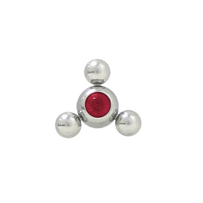 Surgical Steel Red Jeweled Flower Replacement Bead - 6mm 12mm