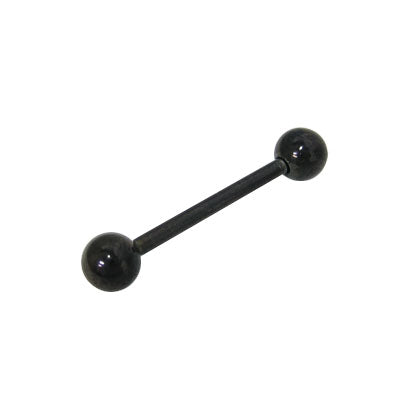 Surgical Steel 14 Gauge Black PVD Tongue Barbell - 15mm
