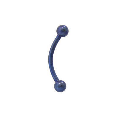 Titanium 16 Gauge Blue Curved Eyebrow Barbell Ring