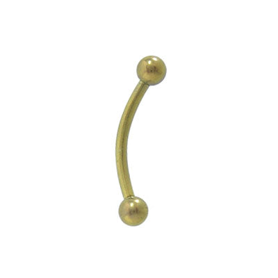 Titanium 16 Gauge Gold Curved Eyebrow Barbell Ring