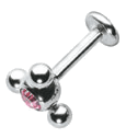 Surgical Steel 14 Gauge Labret Stud with Flower Gem