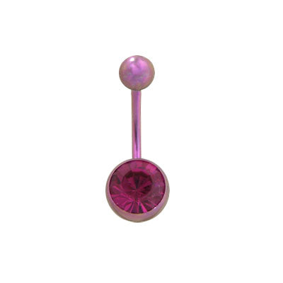 Titanium 14 Gauge Belly Ring with Pink Matching Jewel