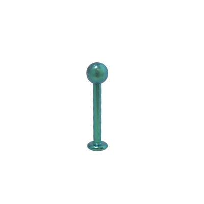 Titanium 16 Gauge Green Labret Stud with 2mm Ball
