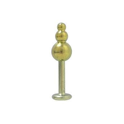 Titanium 14 Gauge Labret Monroe Tri Ball Design with Gold