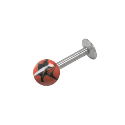 Surgical Steel 16 Gauge Labret Stud with Hand Painted Starfish Ball