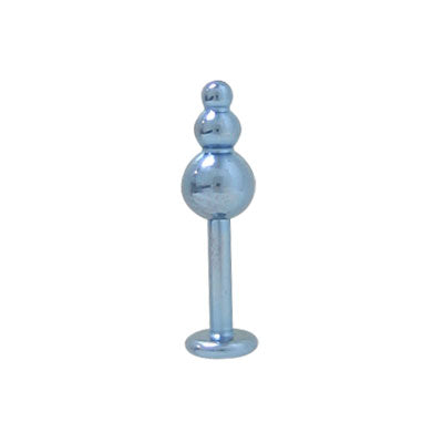 Titanium 14 Gauge Labret Monroe Ball Spike with Light Blue