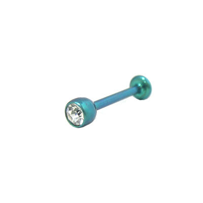 Titanium 14 Gauge Green Labret Stud with Jewel