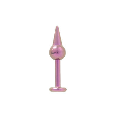 Titanium 14 Gauge Labret Monroe Round Spike Bead with Pink