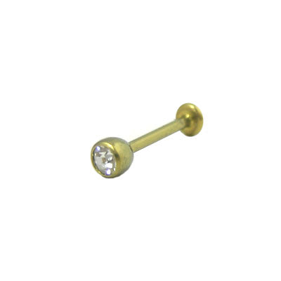 Titanium 14 & 16 Gauge Yellow Labret Stud with Jewel