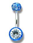 Surgical Steel 14 Gauge UV Belly Ring with CZ Glitter Design