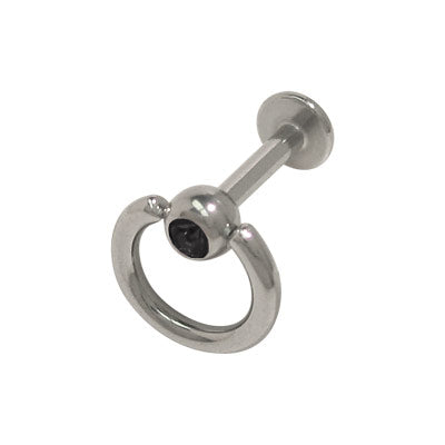 Surgical Steel 14 Gauge Door Knocker Labret Monroe with Black CZ