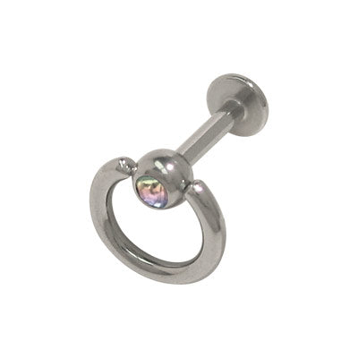Surgical Steel 14 Gauge Door Knocker Labret Monroe with Opal CZ