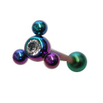 Titanium 14 Gauge Tongue Barbell with Jewel Ends