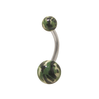 Acrylic Camouflage 14 Gauge Belly Button Ring