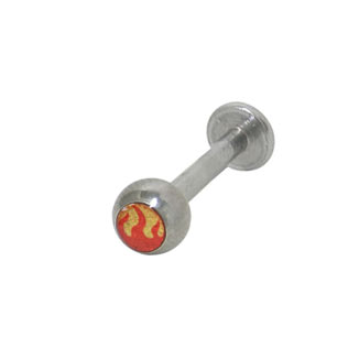 Surgical Steel 14 Gauge Labret Stud with Flame Logo