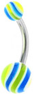 Surgical Steel 14 Gauge Swirl Belly Ring with UV Acrylic Ripple