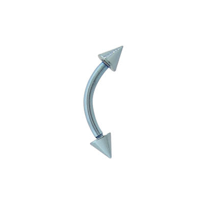 Titanium 16 Gauge Light Blue Spike Curved Eyebrow Barbell