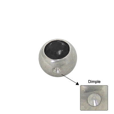 Surgical Steel Black Jeweled Dimple Bead - 4mm 5mm 6mm