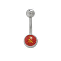 Surgical Steel 14 Gauge Belly Button Ring with Soviet Union Flag
