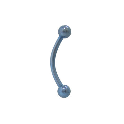 Titanium 16 Gauge Light Blue Curved Eyebrow Barbell Ring