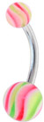 Surgical Steel & Acrylic 14 Gauge UV Belly Button Ring - Style 1