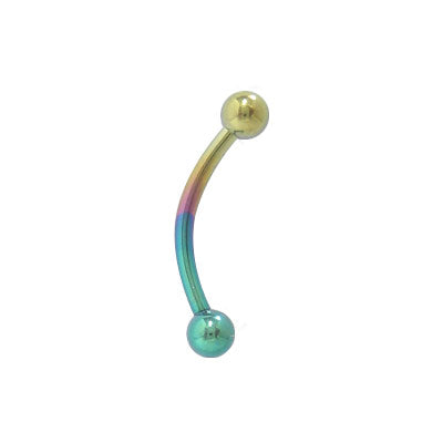 Titanium 16 Gauge Multi Color Curved Eyebrow Barbell Ring