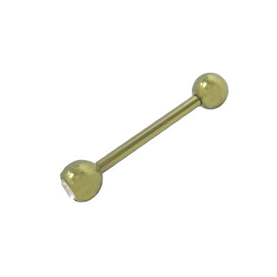 Titanium 14 Gauge Yellow Tongue Barbell with Clear Jewel