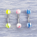 Surgical Steel & Acrylic 14 Gauge Belly Ring with UV Striped Beads