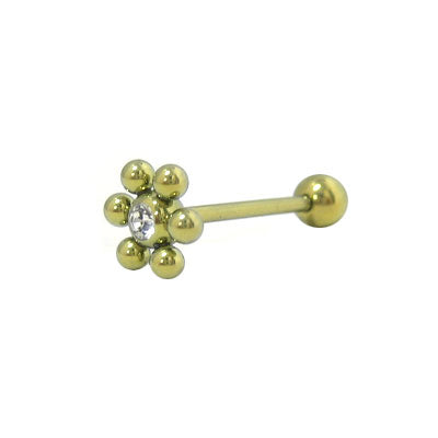 Titanium 14 Gauge Tongue Barbell Yellow with Gem