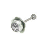 Surgical Steel 14 Gauge Tongue Barbell Clear Jeweled Flower
