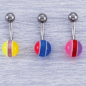 Surgical Steel 14 Gauge Banana Bell Navel Ring with Acrylic Ball