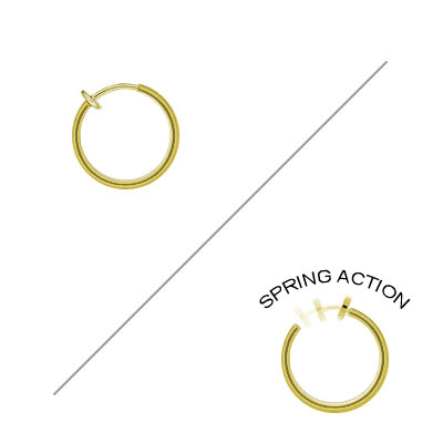 Rhodium Plated Gold Non-Piercing Spring Hoop - Pair