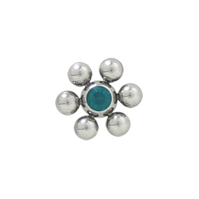 Surgical Steel Turquoise Jeweled Flower Replacement Bead - 6mm 10mm