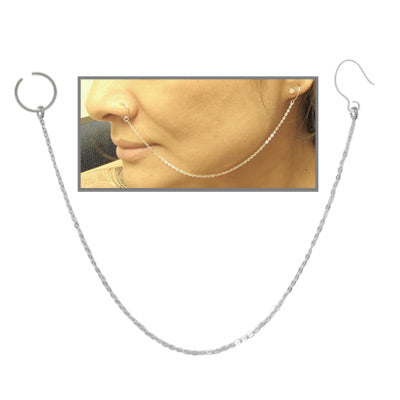 Surgical Steel 18 Gauge Nose Hoop Ring with 6 Inch Silver Chain