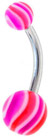 Surgical Steel 14 Gauge Belly Ring with UV Acrylic Ripple
