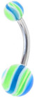 Surgical Steel 14 Gauge Belly Ring with UV Swirl Ripple