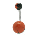 Surgical Steel 14 Gauge Belly Ring with Hand Painted Orange & Black