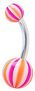 Surgical Steel 14 Gauge Belly Ring with UV Beach Ball Design