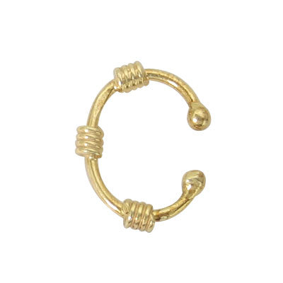 .925 Sterling Silver Gold Plated Non Piercing Triple Coil Belly Hoop