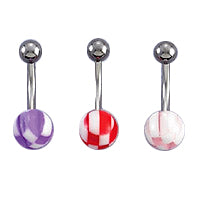 Surgical Steel & Acrylic 14 Gauge Belly Ring with UV Two Tone Beads