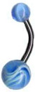 Surgical Steel 14 Gauge Belly Ring with Light Blue UV Marble