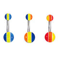 Surgical Steel & Acrylic 14 Gauge Belly Ring with UV Multi Color Beads