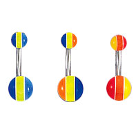 Surgical Steel & Acrylic 14 Gauge Belly Ring with UV Multi Color Beads