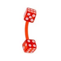 Bioflex 14 Gauge Belly Ring with Red UV Acrylic Dice