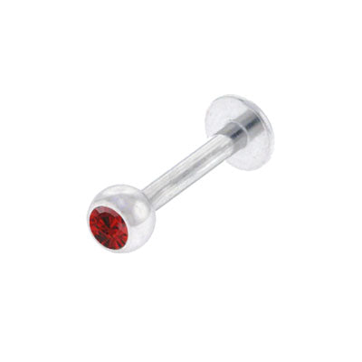 Surgical Steel 14 to 16 Gauge Monroe Labret with Red Jewel