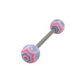 Surgical Steel 14 Gauge Tongue Barbell Light Blue & Pink Spider Web