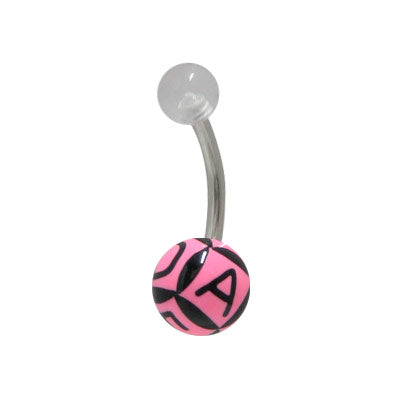 Surgical Steel 14 Gauge Belly Ring with Acrylic Alphabet Letters