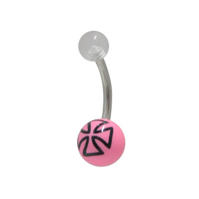 Surgical Steel Chopper Cross Logo Belly Button Ring 14G 10mm