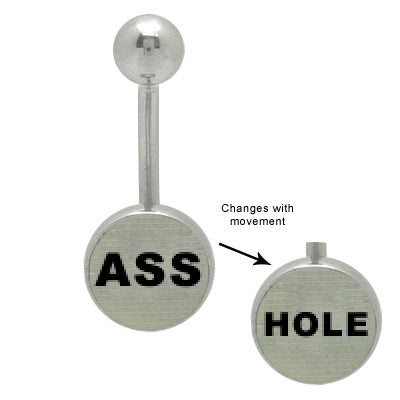 Surgical Steel Belly Button Ring Hologram Logo with Asshole
